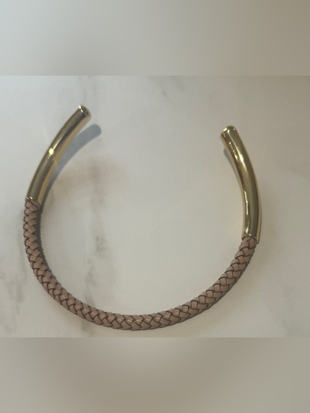 J. Crew Beige Braided Collar Necklace with Gold Accents - Picture 3 of 5